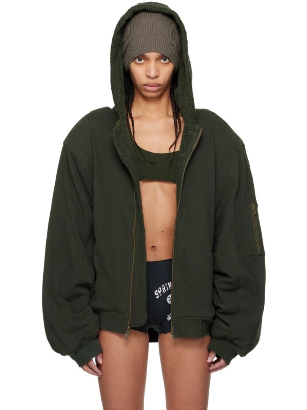 GREG ROSS Khaki Reversible Towel Bomber Jacket Small MSRP $595 YEEZY